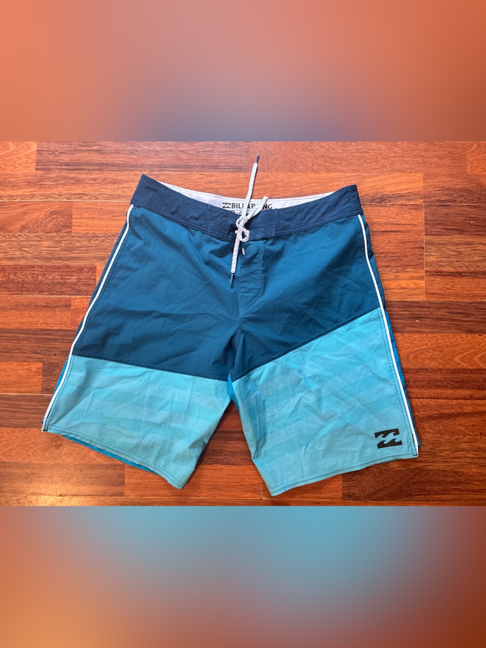 Billabong Men’s Navy and Teal Colorblock Swim Board Shorts